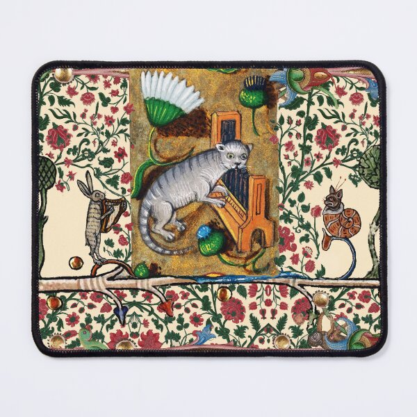 Item preview, WEIRD MEDIEVAL BESTIARY MAKING MUSIC,Cat Playing Organ,Harpist Rabbit,Snail Cat designed and sold by BulganLumini.