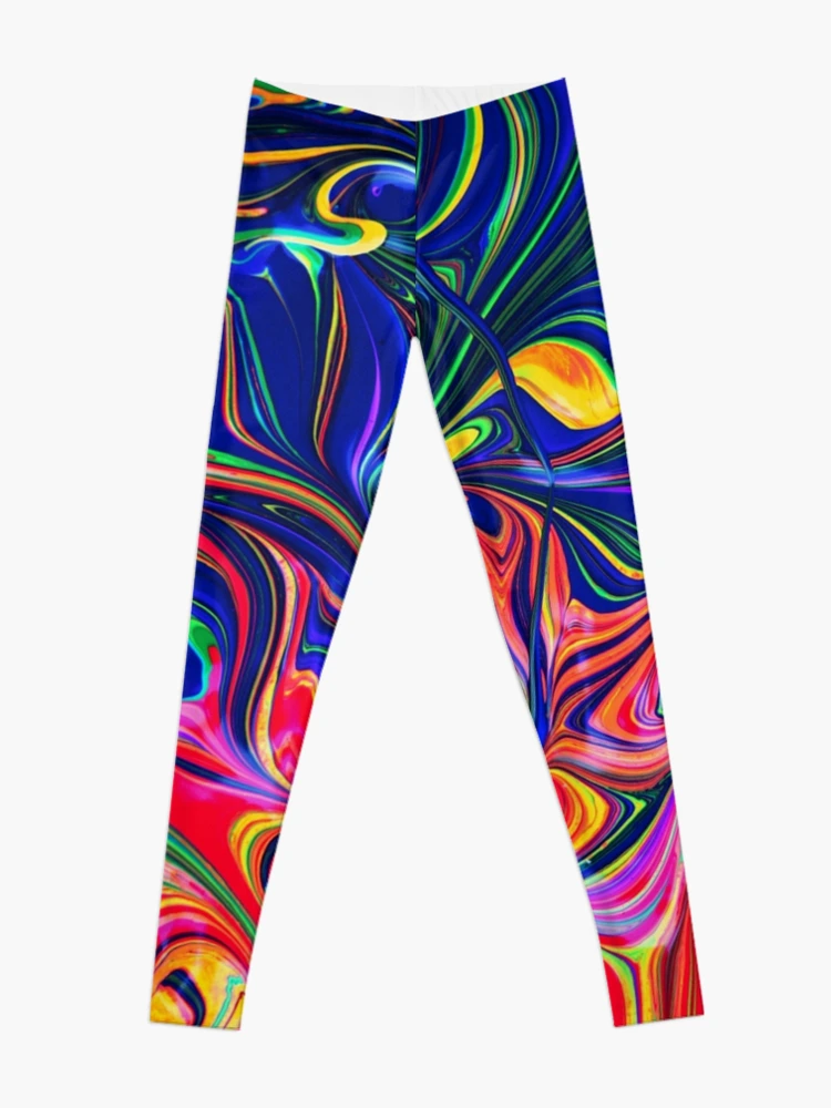 Multi-Colored 90's Vibe Knit Leggings with Striped Waistband