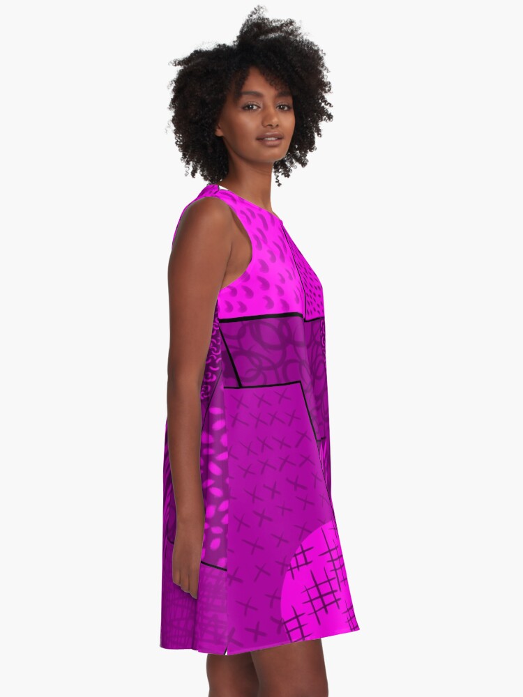 Thumbnail 2 of 4, A-Line Dress, Purple is raining down designed and sold by LilyBurgess.