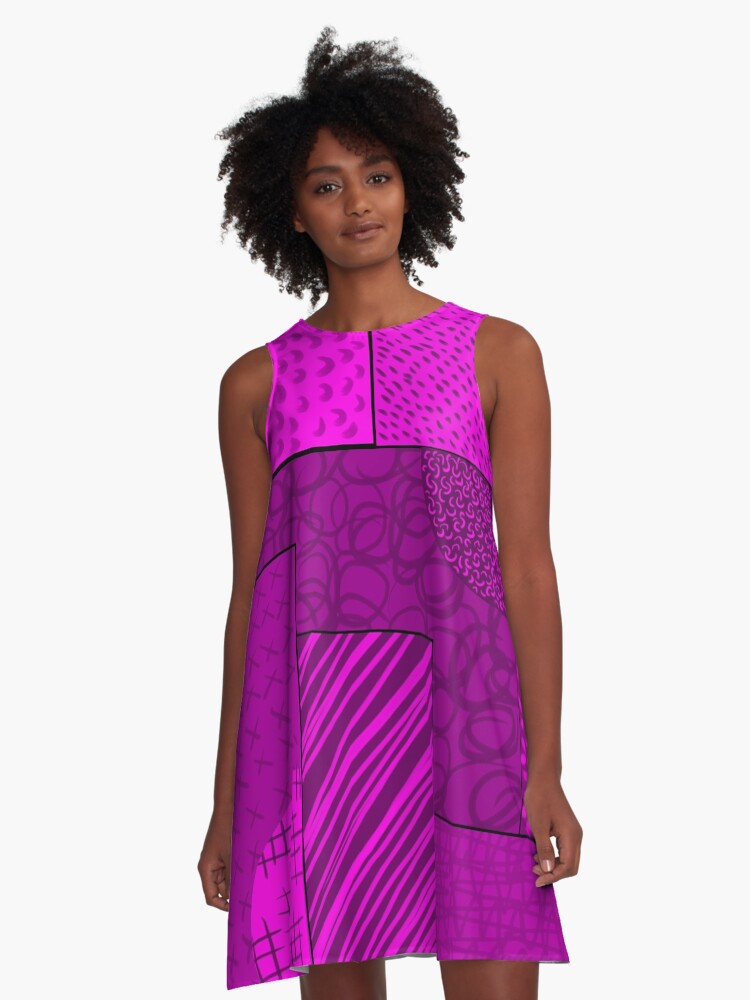 Thumbnail 1 of 4, A-Line Dress, Purple is raining down designed and sold by LilyBurgess.