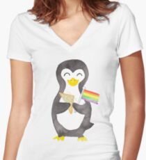Proud as a Penguin - Aqua Women's Fitted V-Neck T-Shirt