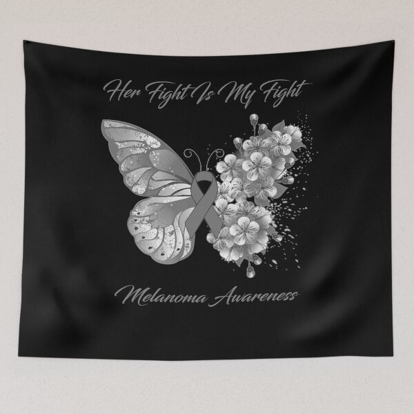 Item preview, Her Fight Is My Fight Melanoma Awareness Butterfly Ribbon Gifts designed and sold by Adropine.