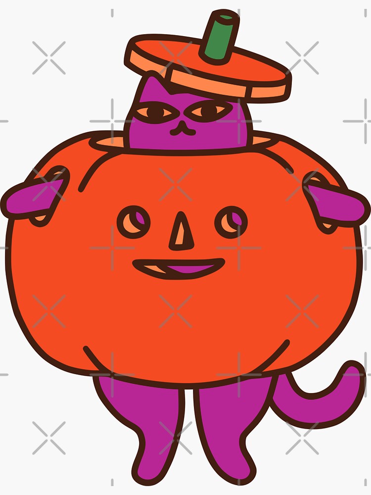 Thumbnail 3 of 3, Sticker, Jack-o'-lantern Costume Cat designed and sold by obinsun.