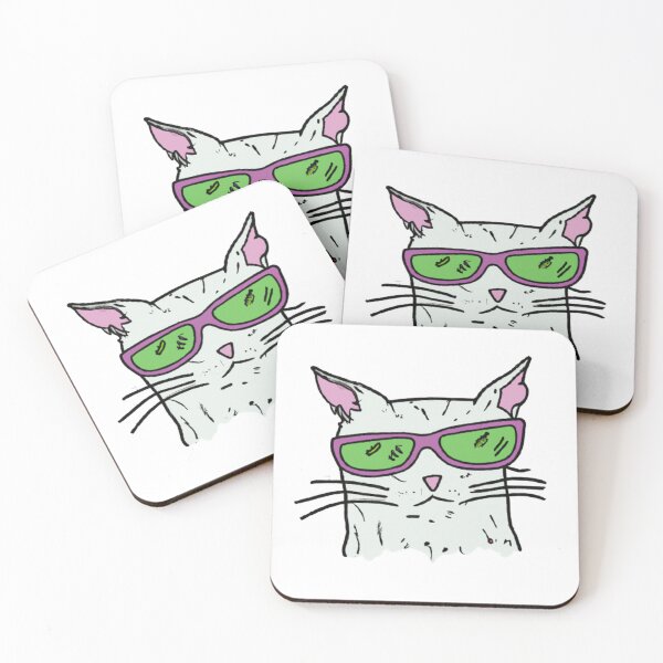 Item preview, Funny Cat Face With Funky Glasses (Green) designed and sold by MythicModern.