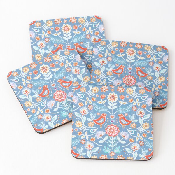 Item preview, Happy Folk Summer Floral on Light Blue designed and sold by micklyn.