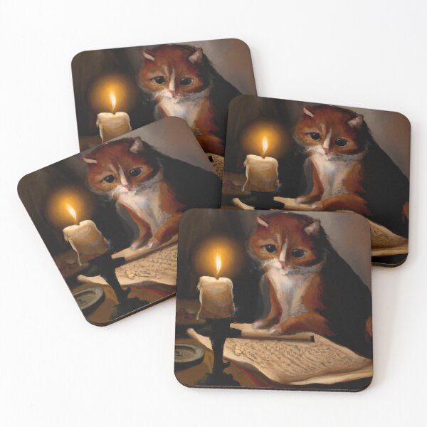 Item preview, Luciana the Cat, reading by candlelight (Baroque) designed and sold by thecatandkettle.