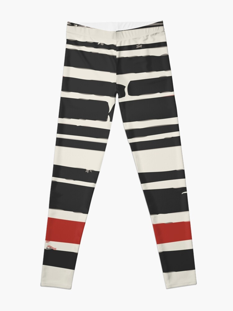 Thumbnail 3 of 5, Leggings, Abstract Black Red Stripe designed and sold by MyArt23.