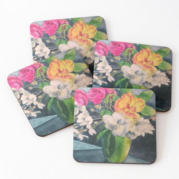 Item preview, Vase of multicoloured roses in watercolour  designed and sold by esvb.