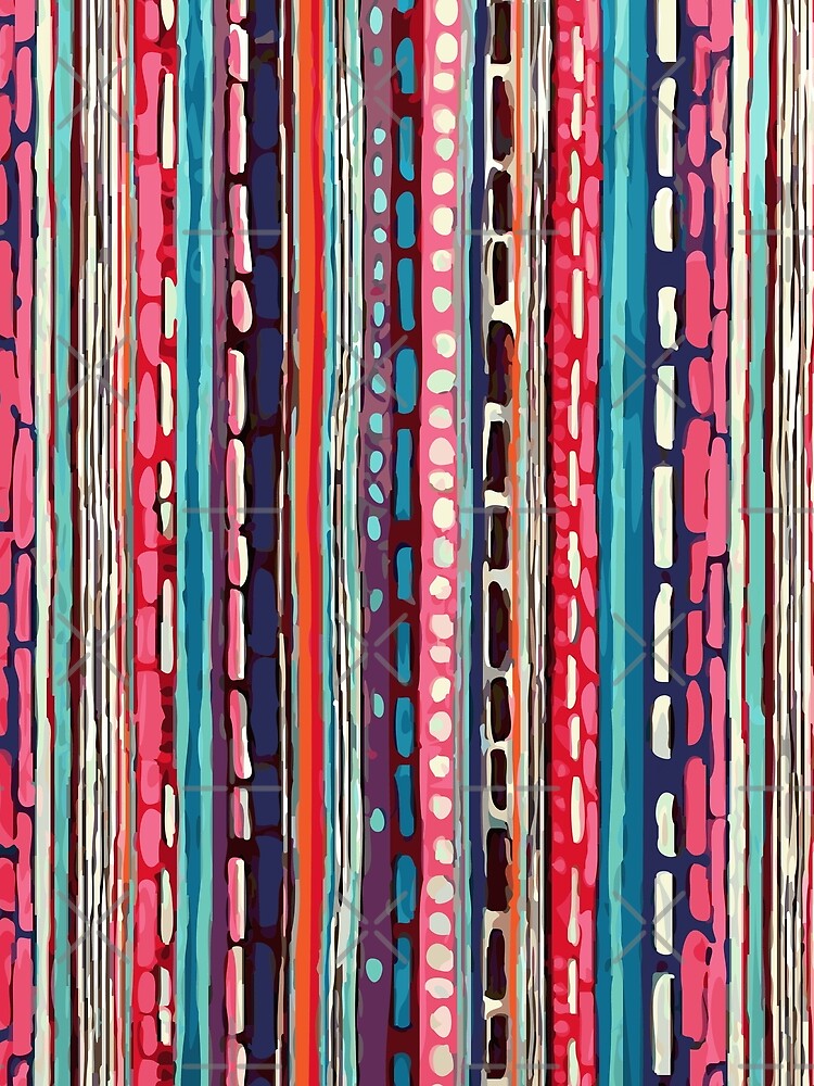 Red Etchnic Scandinavian Vertical Line by MyArt23
