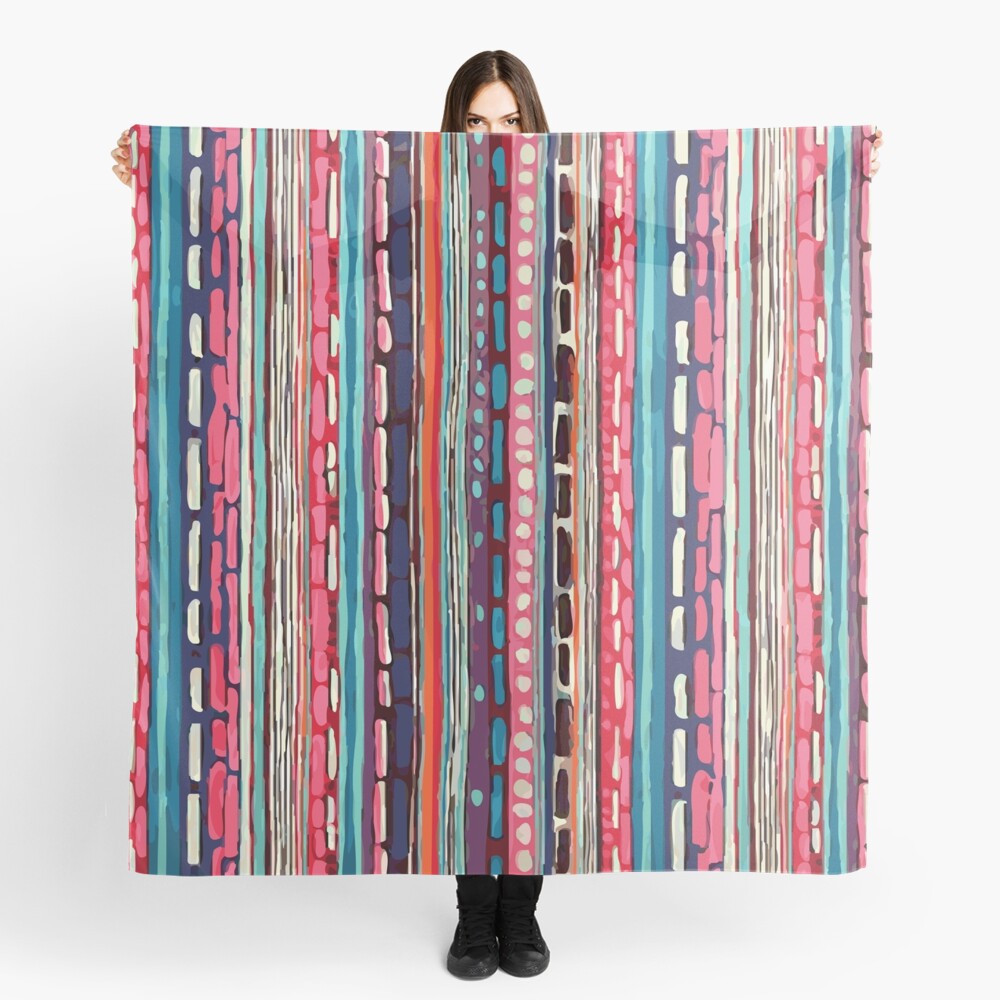 Red Etchnic Scandinavian Vertical Line Scarf