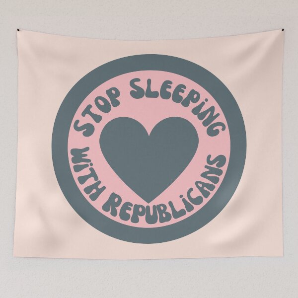 Item preview, Stop Sleeping With Republican Heart Badge designed and sold by Pink Ribbon.