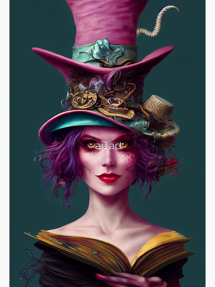 female-wizard-magic-hat-sticker-for-sale-by-ai1art-redbubble