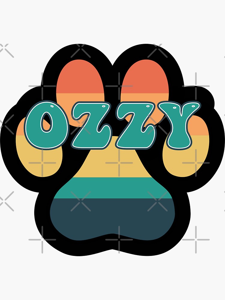 "Ozzy Dog Name Vintage Sunset Paw Prints on Black Ozzy Dog Name
