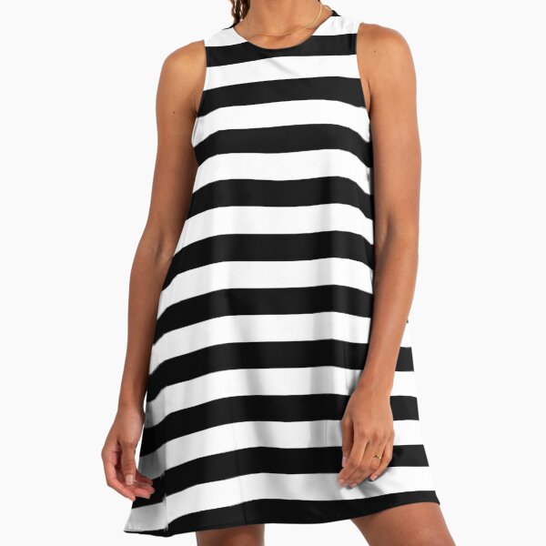 Black And White Big Stripe Black-And-White A-Line Dress
