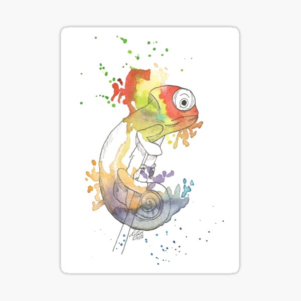 Chamäleon - Aquarell Sticker