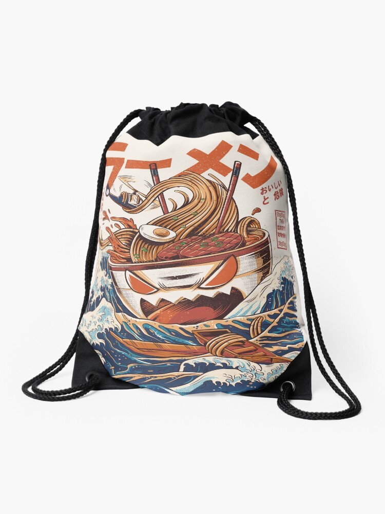 Thumbnail 1 of 3, Drawstring Bag, The Great Ramen off Kanagawa designed and sold by ilustrata.