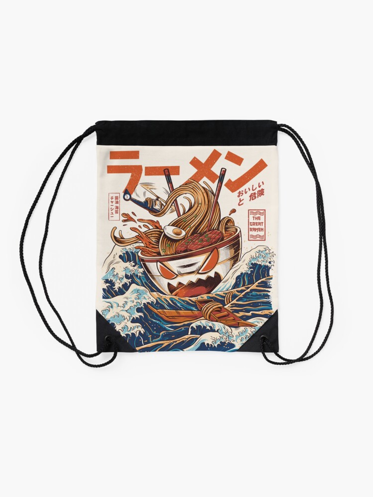 Alternate view of The Great Ramen off Kanagawa Drawstring Bag