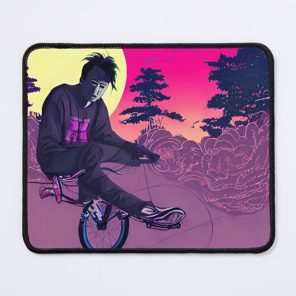 Item preview, Bmx rider, Halloween masked biker Japanese vaporwave sythwave  designed and sold by Scoopivich.