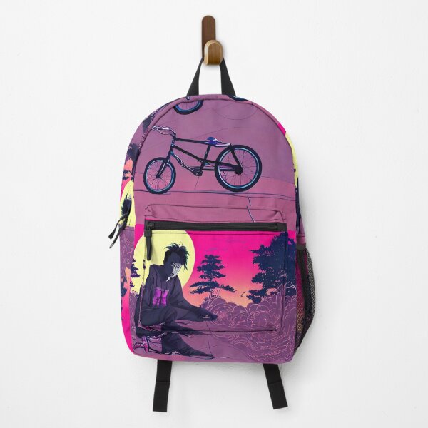 Item preview, Bmx rider, Halloween masked biker Japanese vaporwave sythwave designed and sold by Scoopivich.
