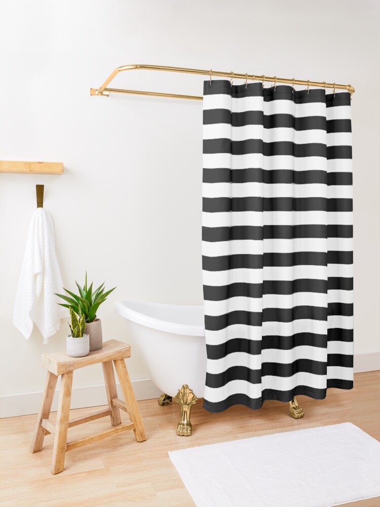 Alternate view of Black and White Big Stripe Shower Curtain