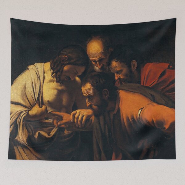 Item preview, The Incredulity of Saint Thomas | Circle of Caravaggio | 1605 Renaissance Gospel Biblical Art designed and sold by CJET.