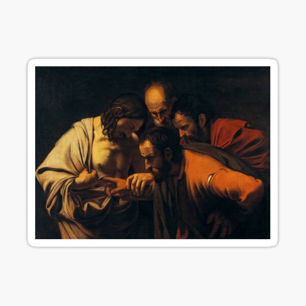 Item preview, The Incredulity of Saint Thomas | Circle of Caravaggio | 1605 Renaissance Gospel Biblical Art designed and sold by CJET.