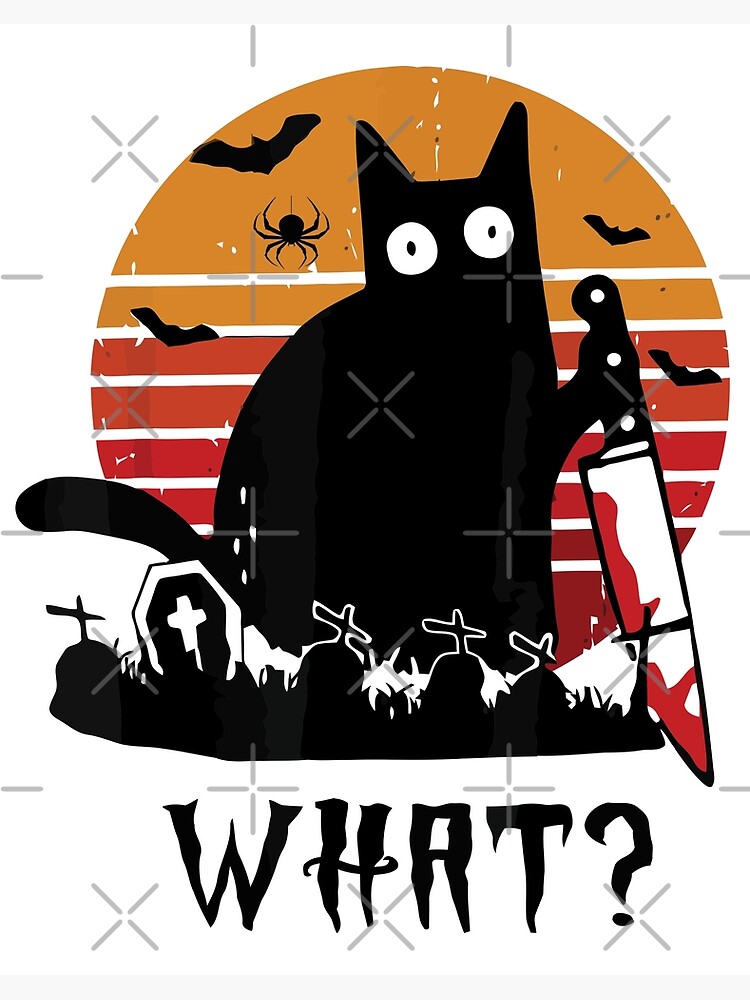 WHAT Murderous Cat With Knife Halloween Costume T-Shirt WHAT Murderous Cat With Knife Halloween Costume T-Shirt