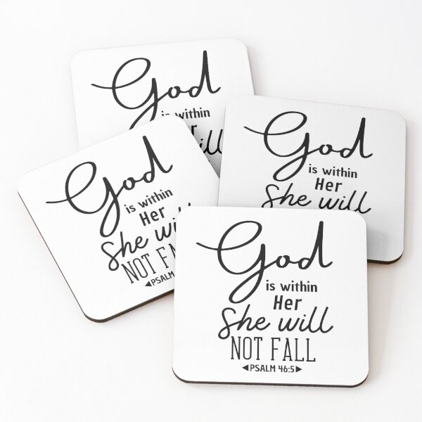 Item preview, Christian Quote - Bible Verse - God is within her she will not fall - Psalm 46 - Monochrome, Black designed and sold by MyArt23.
