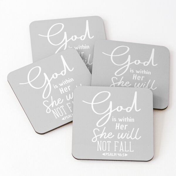 Item preview, Christian Quote - Bible Verse - God is within her she will not fall - Psalm 46 - Monochrome, White designed and sold by MyArt23.