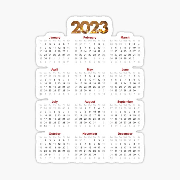 Sticker « Calendrier 2023 Bonne année 2023 », par Thekiosk | Redbubble