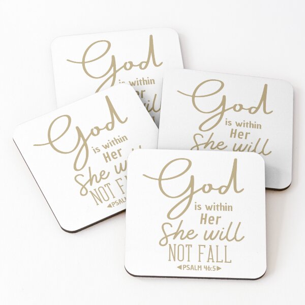 Item preview, Christian Quote - Bible Verse - God is within her she will not fall - Psalm 46 - Gold designed and sold by MyArt23.