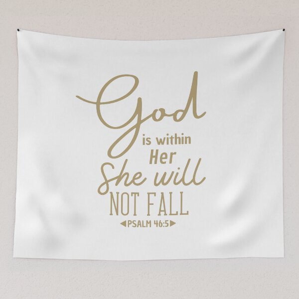 Item preview, Christian Quote - Bible Verse - God is within her she will not fall - Psalm 46 - Gold designed and sold by MyArt23.