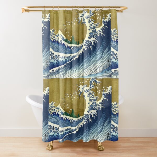 HOKUSAI. A Coloured Version Of, The Big Wave, Japan, Japanese. Shower Curtain