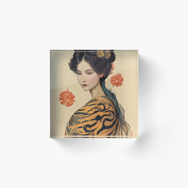 Item preview, Tigre japonés - Retrato de una niña asiática estoica designed and sold by By-Sarah.