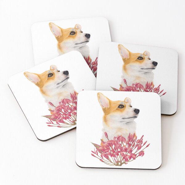 Item preview, Corgi with pink flowers designed and sold by nadiaham.