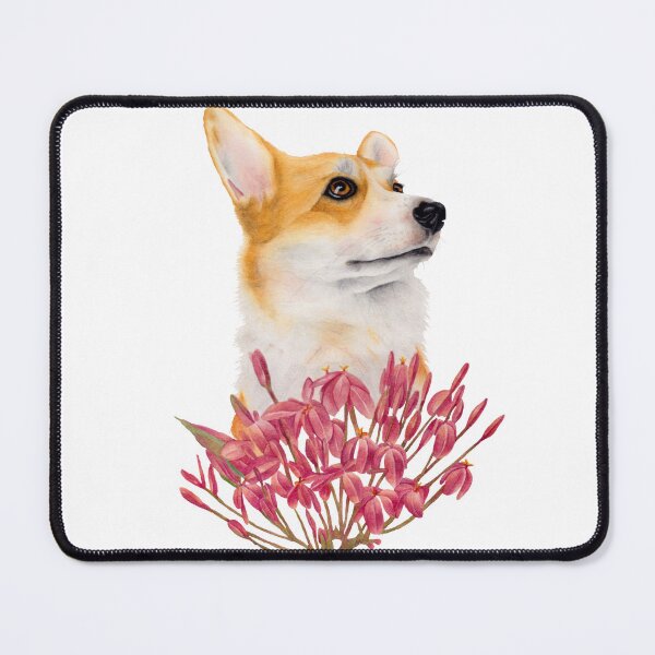 Item preview, Corgi with pink flowers designed and sold by nadiaham.