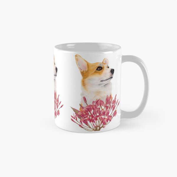 Artikelvorschau, Corgi mit rosa Blüten entworfen und verkauft von nadiaham.