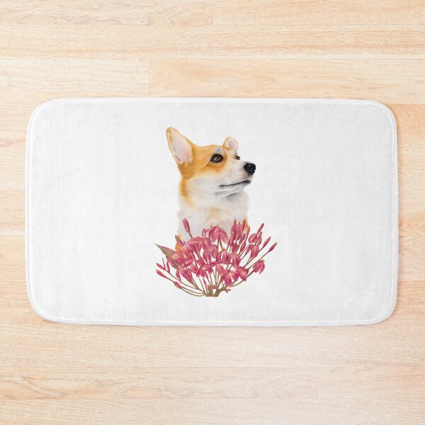 Item preview, Corgi with pink flowers designed and sold by nadiaham.