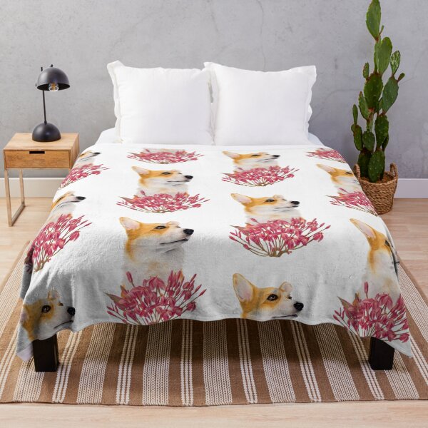 Item preview, Corgi with pink flowers designed and sold by nadiaham.