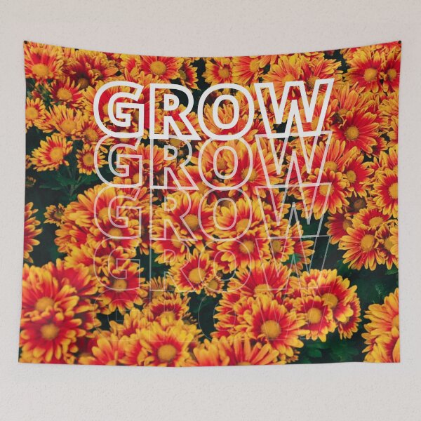 Item preview, GROW (above) - Vintage Warm Orange Yellow Flowers designed and sold by AliceSLee.