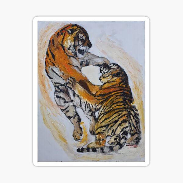 Vista previa del artículo con la obra «pelea de tigres», diseñado y vendido por NourEglaly.