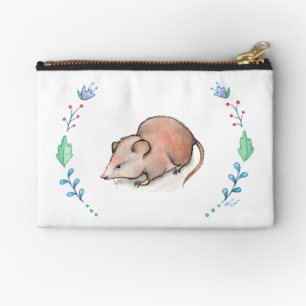 Baby Shrew Floral Frame - Watercolour Zipper Pouch