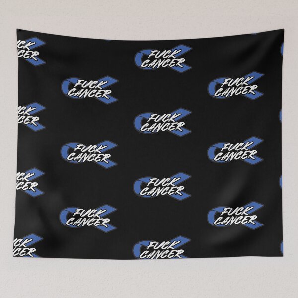 Item preview, Fuck Colon Cancer Brush Text Blue Ribbon Cancer Awareness and support designed and sold by Too Sweet.