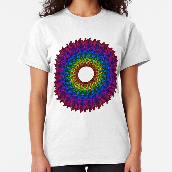 Rainbow Leaves and Swirls Mandala Classic T-Shirt