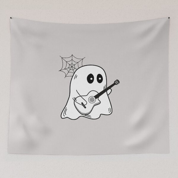 Artikelvorschau, Niedlicher Gitarrist Boo für gruselige Gitarristen und gruselige Musiker als musikalisches Halloween entworfen und verkauft von Funwithmusic.