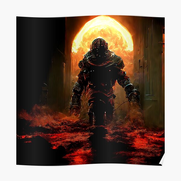 "Doom slayer fan art" Poster for Sale by AICustomArt | Redbubble