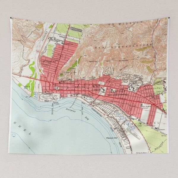 Item preview, Vintage Map of Ventura California (1951) designed and sold by BravuraMedia.