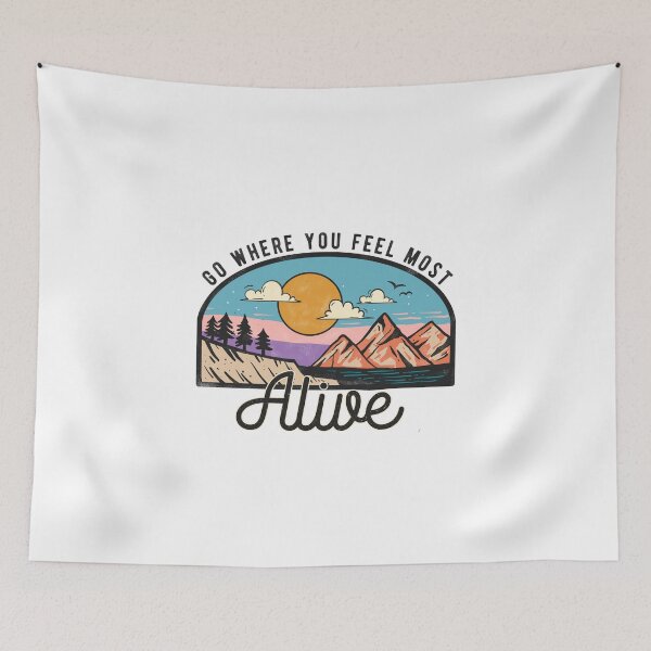 Item preview, Go Where You Feel Most Alive Retro Vintage Mountain Hike designed and sold by Mplatypus.