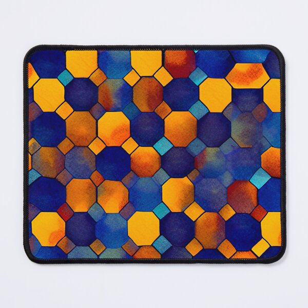Item preview, Blue and yellow hexagon pattern designed and sold by artsyworldart.