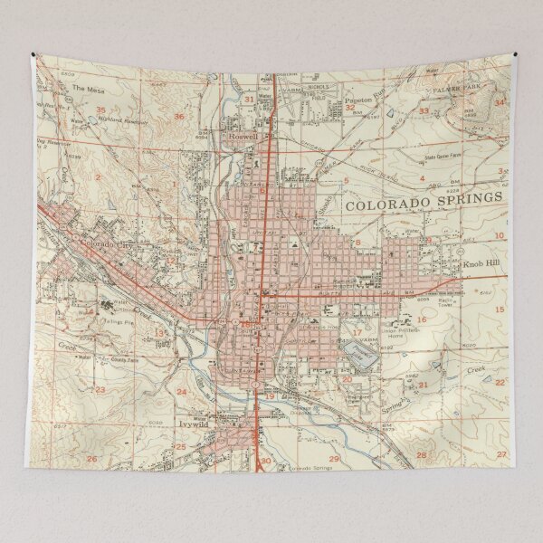 Item preview, Vintage Map of Colorado Springs CO (1951) designed and sold by BravuraMedia.